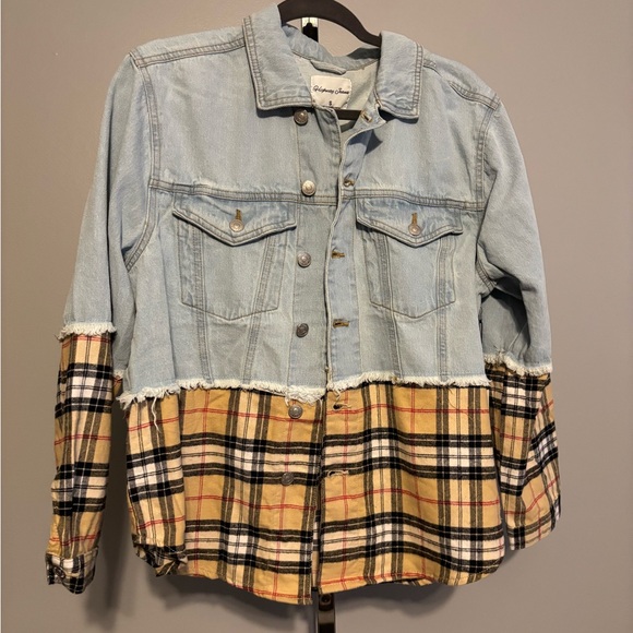HighwayJean Two-Tone Denim and Plaid Jacket size small NWT - Picture 3 of 8